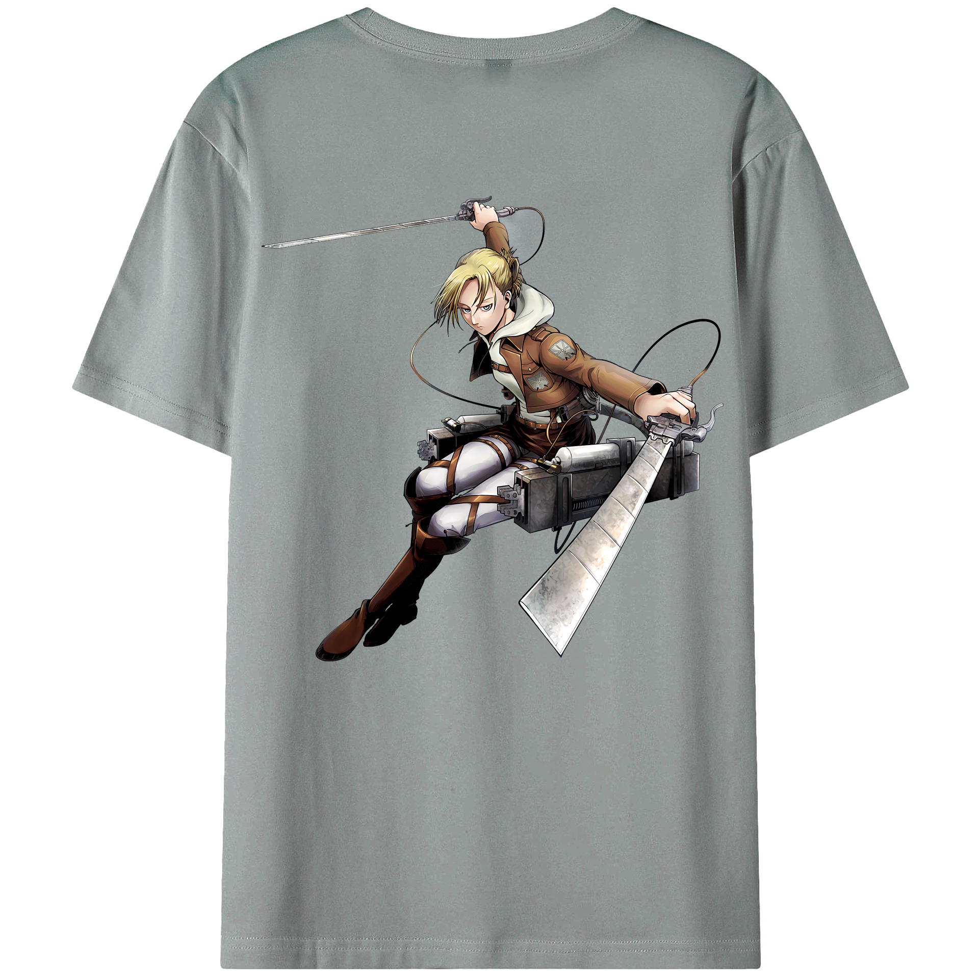 （画像用） 進撃の巨人 アニ・レオンハート Attack on Titan Annie Leonhart 綿100％ メンズ半袖Tシャツ（バックプリント） 通気性